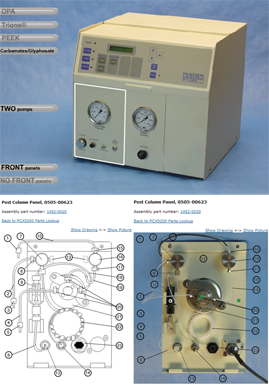Parts Lookup application useful for technical support ordering